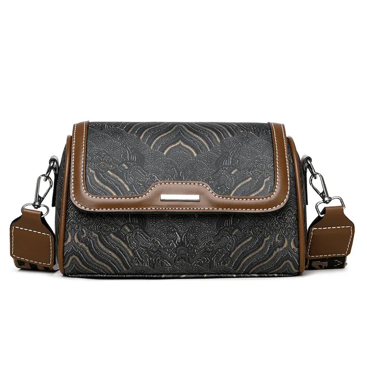 Striped PU Leather Shoulder Messenger Tote