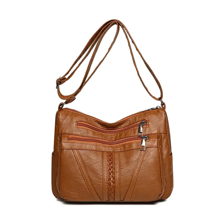 Vintage Soft Leather Multi-Layer Crossbody Tote