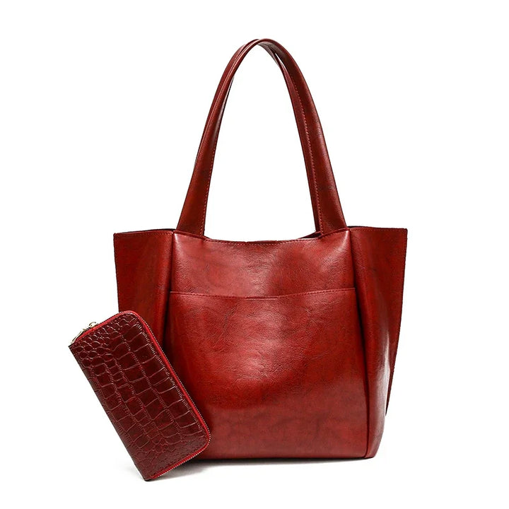 Oversized PU Leather Composite Shoulder Tote