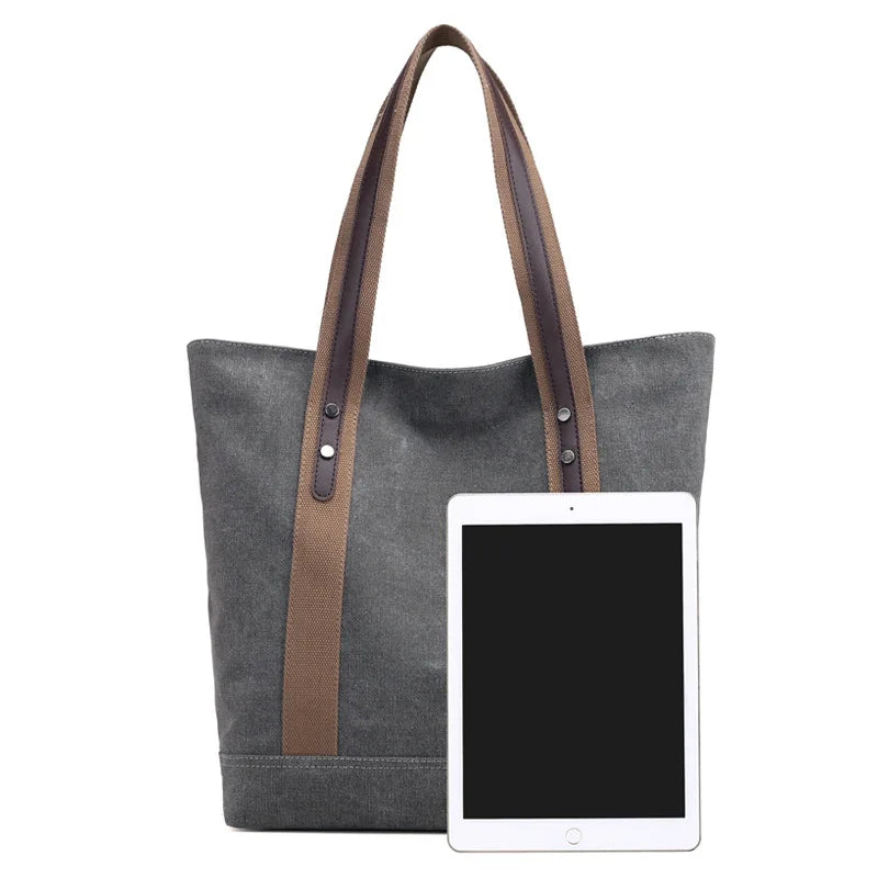 Zara Canvas Commuter Bag – Casual Large‑Capacity Shoulder Handbag