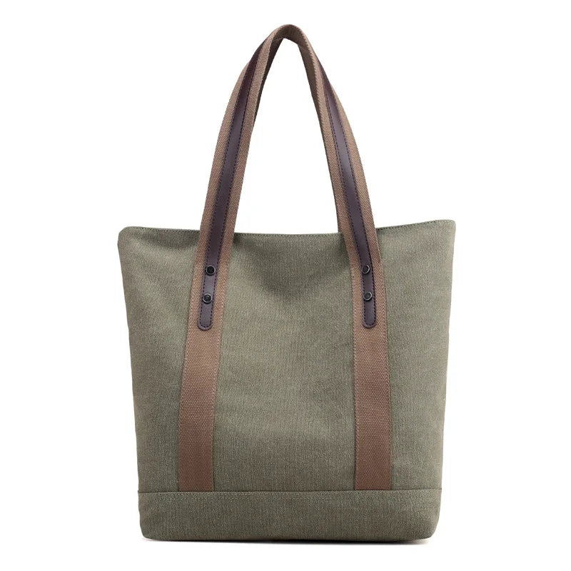 Zara Canvas Commuter Bag – Casual Large‑Capacity Shoulder Handbag