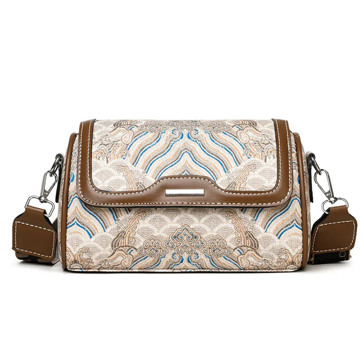 Striped PU Leather Shoulder Messenger Tote