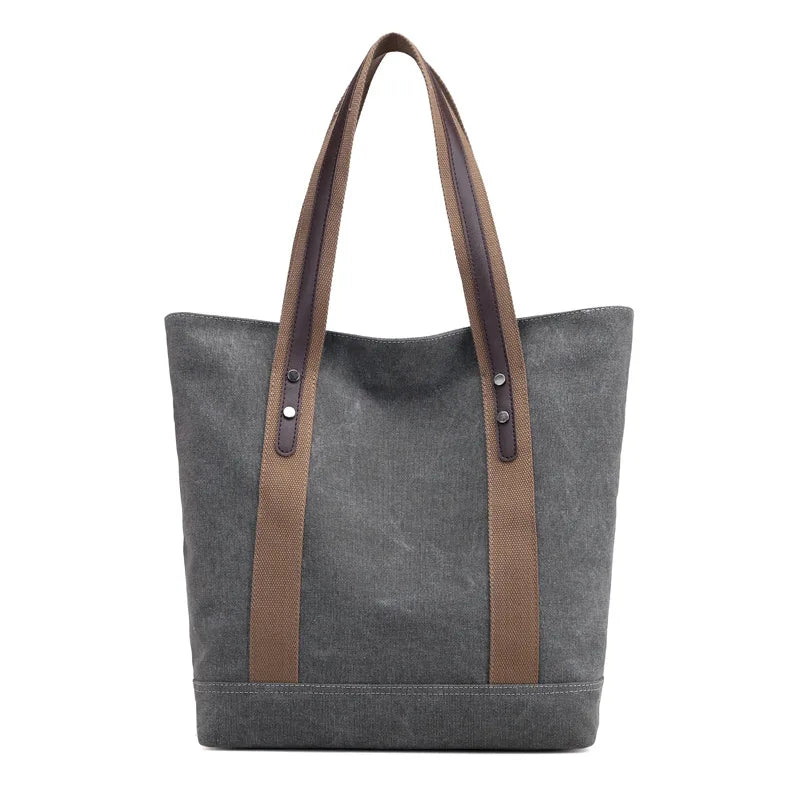 Zara Canvas Commuter Bag – Casual Large‑Capacity Shoulder Handbag