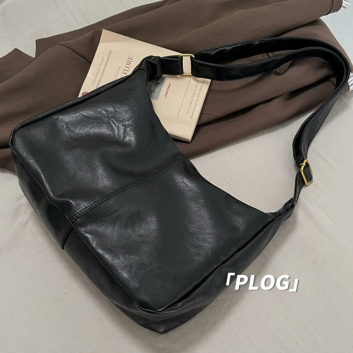 Naomi Retro College‑Style Tote – Large‑Capacity Shoulder & Crossbody Bag