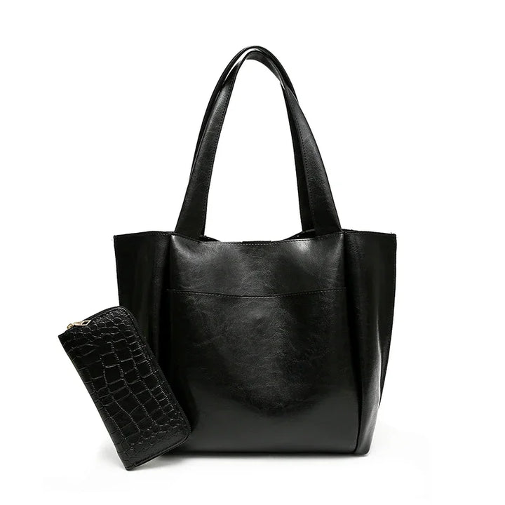 Oversized PU Leather Composite Shoulder Tote