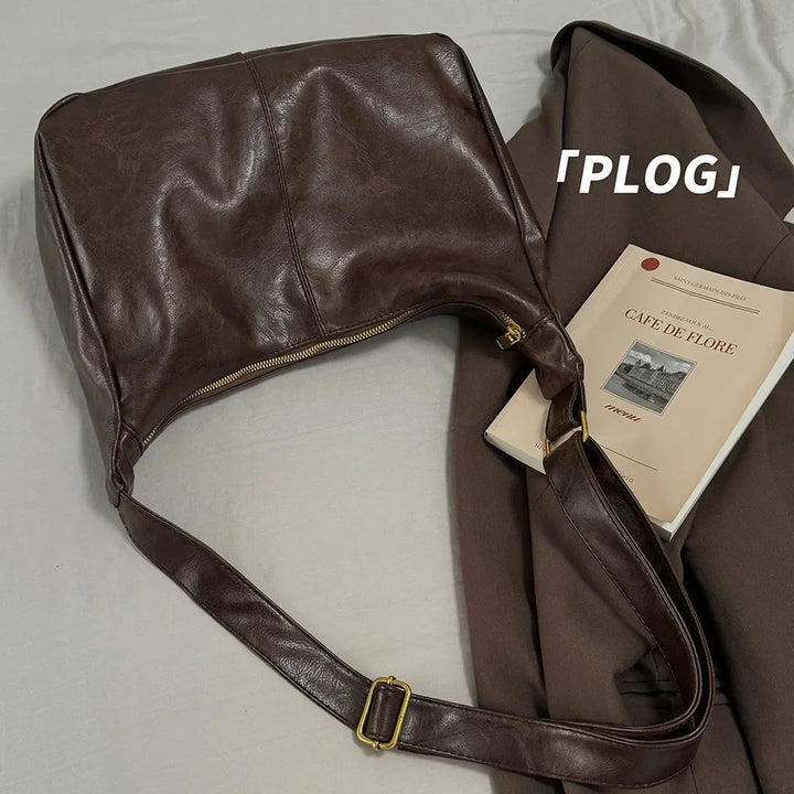 Naomi Retro College‑Style Tote – Large‑Capacity Shoulder & Crossbody Bag