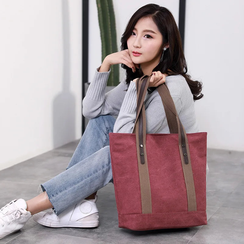 Zara Canvas Commuter Bag – Casual Large‑Capacity Shoulder Handbag