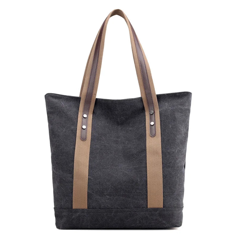 Zara Canvas Commuter Bag – Casual Large‑Capacity Shoulder Handbag